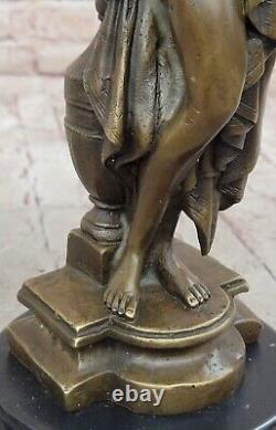 Bronze Femme Buste Patine Style Art Nouveau Victorien Sur Marbre Base Chaud Cast