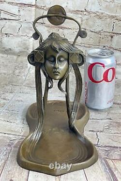 Bronze Sculpture Art Déco Bureau Nouveau Métal Femme Bijoux Plat Figurine