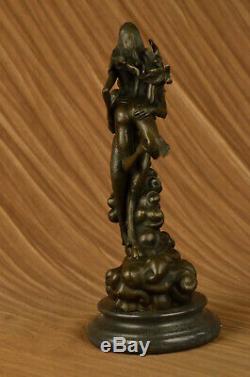 Bronze Sculpture Érotique Art Diable Et Nue Femme Lost Cire Original La Figur