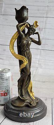 Bronze Sculpture Figurine Femme Buste Doré Patine Art Nouveau Victorien Solde