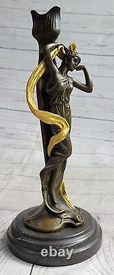 Bronze Sculpture Figurine Femme Buste Doré Patine Art Nouveau Victorien Solde