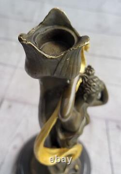 Bronze Sculpture Figurine Femme Buste Doré Patine Art Nouveau Victorien Solde