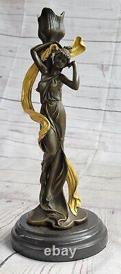 Bronze Sculpture Figurine Femme Buste Doré Patine Art Nouveau Victorien Statue