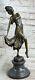 Bronze Sculpture Figurine Femme Buste Patine Art Nouveau Victorien Main Fabriqué