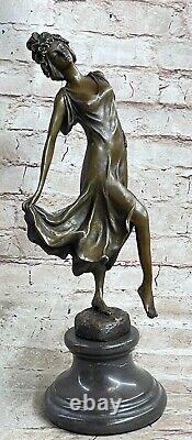 Bronze Sculpture Figurine Femme Buste Patine Art Nouveau Victorien Main Fabriqué