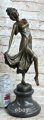 Bronze Sculpture Figurine Femme Buste Patine Art Nouveau Victorien Main Fabriqué