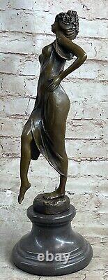 Bronze Sculpture Figurine Femme Buste Patine Art Nouveau Victorien Main Fabriqué