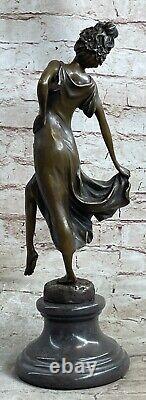 Bronze Sculpture Figurine Femme Buste Patine Art Nouveau Victorien Main Fabriqué