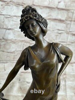 Bronze Sculpture Figurine Femme Buste Patine Art Nouveau Victorien Main Fabriqué