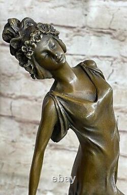 Bronze Sculpture Figurine Femme Buste Patine Art Nouveau Victorien Main Fabriqué