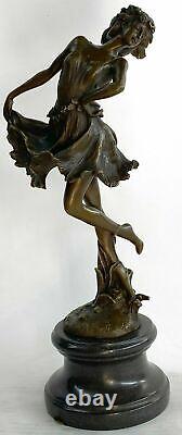 Bronze Sculpture Figurine Femme Buste Patine Art Nouveau Victorien Statue Main À