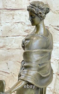 Bronze Sculpture Figurine Femme Buste Patine Style Art Nouveau Victorien Main