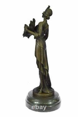 Bronze Sculpture Statue Marbre Figurine Fille Buste Femme Romain Art Nouveau