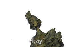 Bronze Sculpture Statue Marbre Figurine Fille Buste Femme Romain Art Nouveau