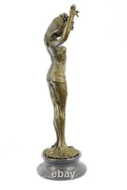 Bronze Sculpture Style Art Nouveau Deco Femme Statue 33 Grand Marbre Figurine