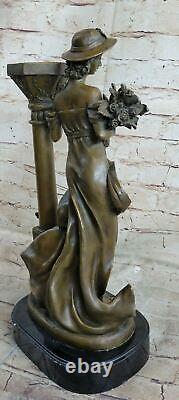 Bronze Sculpture Superbe Fleur Femme Blossom Nouveau Décor Statue Figurine Art