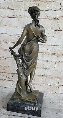 Bronze Sculpture Superbe Fleur Femme Style Art Nouveau Chair Statue Figurine