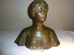 Bronze art nouveau-buste de femme signature