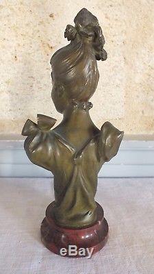 Bronze de Bruyneel femme fleur élégante sculpture art nouveau
