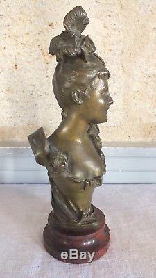 Bronze de Bruyneel femme fleur élégante sculpture art nouveau