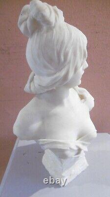 Buste De Femme Art Nouveau Sculpture Albatre Signe Alphonse Henri Nelson
