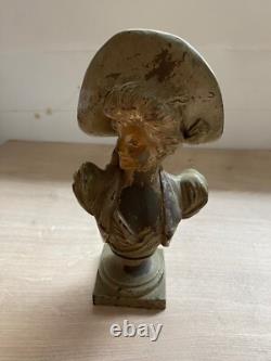 Buste De Femme Art Nouveau Signe Van Der Straeten En Regule Patine