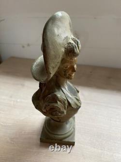 Buste De Femme Art Nouveau Signe Van Der Straeten En Regule Patine