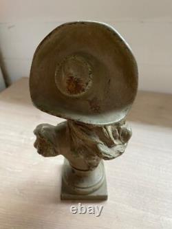 Buste De Femme Art Nouveau Signe Van Der Straeten En Regule Patine