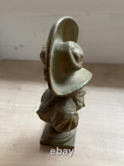 Buste De Femme Art Nouveau Signe Van Der Straeten En Regule Patine