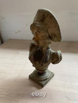 Buste De Femme Art Nouveau Signe Van Der Straeten En Regule Patine