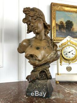 Buste De Jeune Femme En Terre Cuite Signé Morin Numeroté Epoque Art Nouveau