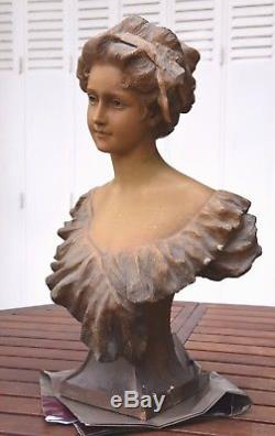 Buste Femme En Platre Art Nouveau / Signe Georges Morin (1874-1950)