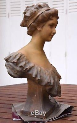 Buste Femme En Pltre Art Nouveau / Signe Georges Morin (1874-1950)