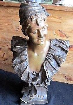 Buste Femme bronze de Georges Van Der Straeten style Art-Nouveau Estampille