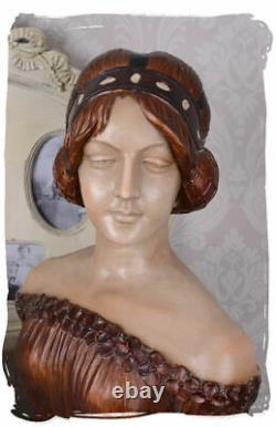 Buste de Femme Art Nouveau Tête de Jeune Fille Mystische Sculpture Buste