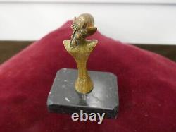 Buste de femme en bronze sur colonne, soclé marbre, art nouveau, P 330g, H 9cm, Valbi