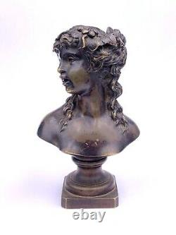 Buste en bronze femme Art Nouveau signé EH c. 1900 Antique women bust statuette