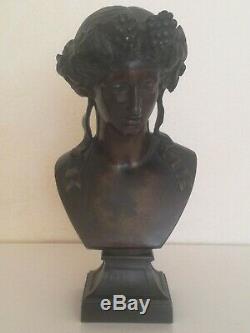 Buste femme en bronze art nouveau attribué à JEF LAMBEAUX (1852-1908)