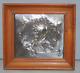 -cadre Plaque Argent (testé) Profil Jeune Femme Art Nouveau Cadre Bois D