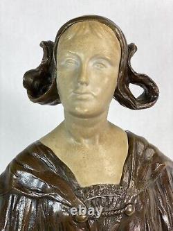 CHARLES IELMONI (19-20è) SPLENDIDE BUSTE SCULPTURE ART NOUVEAU 1900 FEMME BRONZE