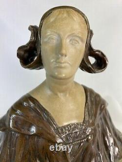 CHARLES IELMONI (19-20è) SPLENDIDE BUSTE SCULPTURE ART NOUVEAU 1900 FEMME BRONZE