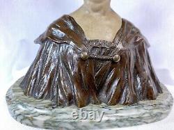 CHARLES IELMONI (19-20è) SPLENDIDE BUSTE SCULPTURE ART NOUVEAU 1900 FEMME BRONZE