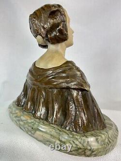 CHARLES IELMONI (19-20è) SPLENDIDE BUSTE SCULPTURE ART NOUVEAU 1900 FEMME BRONZE