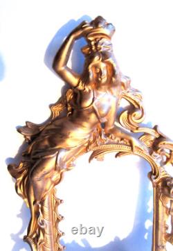 Cadre bronze Art Nouveau style Louis XV sculpté Femme enfant rinceaux acanthes