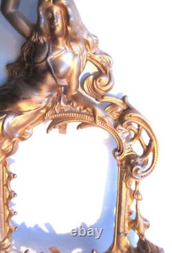 Cadre bronze Art Nouveau style Louis XV sculpté Femme enfant rinceaux acanthes