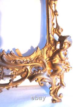 Cadre bronze Art Nouveau style Louis XV sculpté Femme enfant rinceaux acanthes