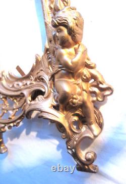 Cadre bronze Art Nouveau style Louis XV sculpté Femme enfant rinceaux acanthes