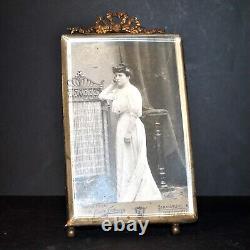 Cadre porte-photo NOEUD laiton + verre biseauté Photographie femme Art Nouveau