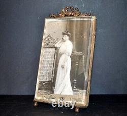 Cadre porte-photo NOEUD laiton + verre biseauté Photographie femme Art Nouveau