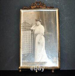 Cadre porte-photo NOEUD laiton + verre biseauté Photographie femme Art Nouveau